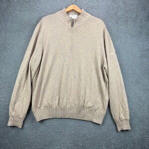Martin Mens XL Brown 100% Italian Merino Wool 1/4 Zip Pullover Sweater Upshaw